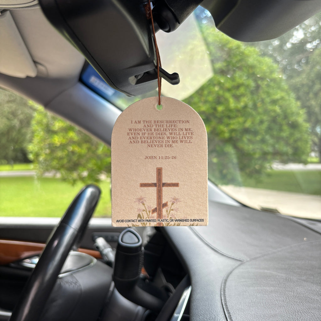 John 11:25-26 Car Air Freshener - Fresh Air Scent